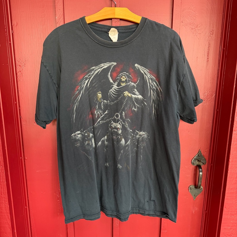 Grim Reaper Vintage Distressed Tee! 🔥 Awesome distressed look!